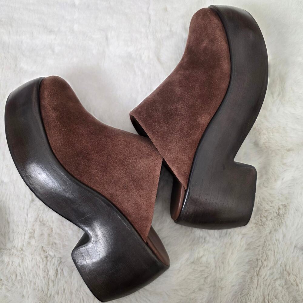 NEW Everlane Puffa Wooden Clog Dark Umber Suede Brown 11 - Picture 10 of 10